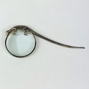 L'Objet Lizard Gecko 7" Magnifying Glass 24K Gold Plated Crystal Eyes 7x